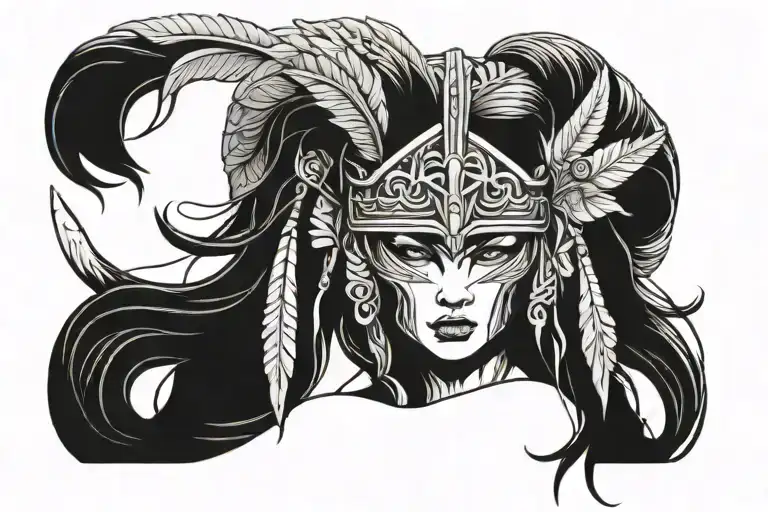 Female Warrior Wearing Animal Headdress