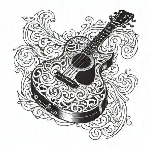 A Guitar Made Out Of Fiery Notes