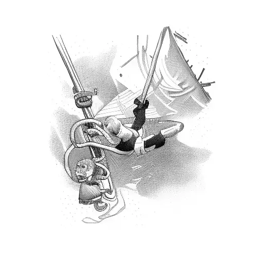 Line Man Pole With Line Man Climbing It