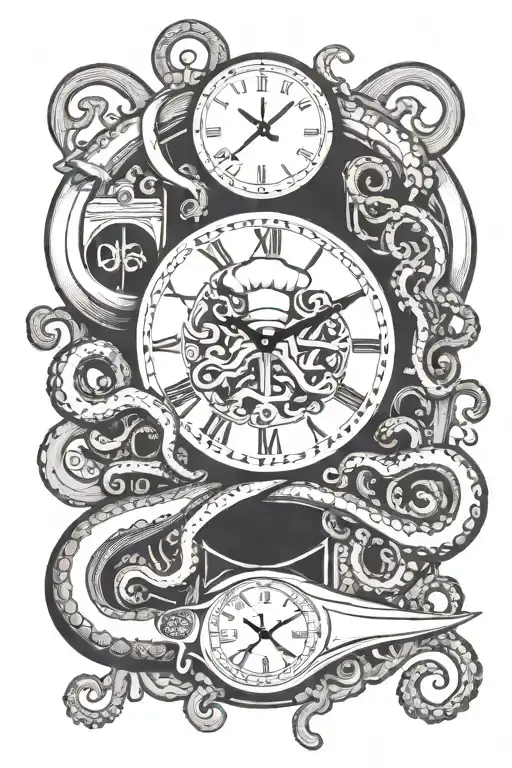 Chef Knife Clock Octopus Chef Kitchen
