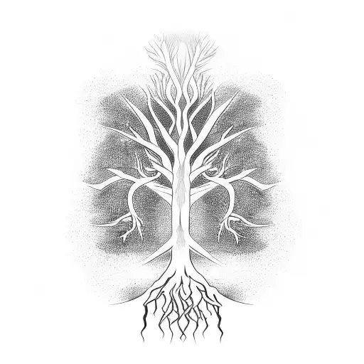 Norse Tree Of Life With Outspread Roots