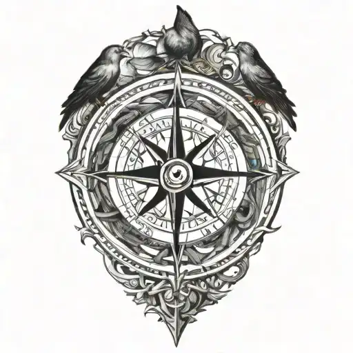 Compass Surrounded By Pigeons