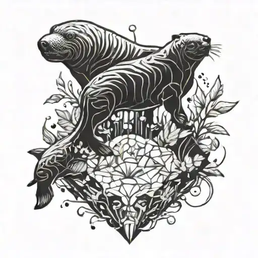 An Intricate Crystal Formation With Hidden Cat And Manatee Silhouettes