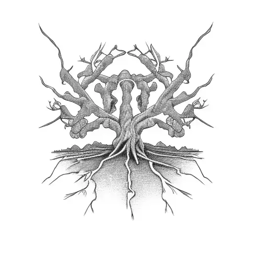 Skeleton Growing Into Tree