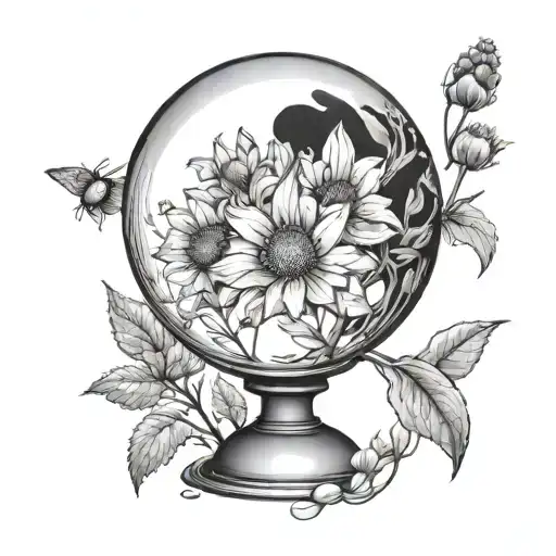 An Intricate Crystal Ball With Wildflowers Blooming Inside
