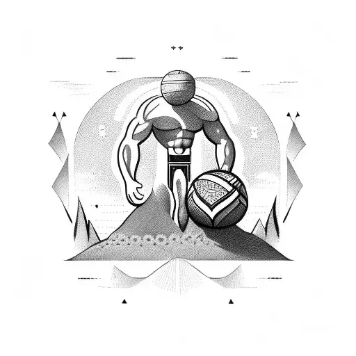 Greek God Atlas Istead Of Carrying Earth On His Shoulder To Carry A Basketball Ball