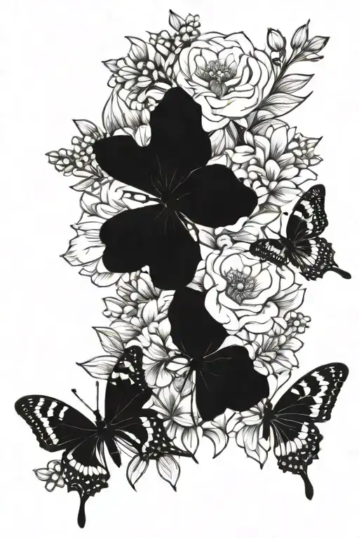 May And August Birth Flower Bouquet With Butterflies