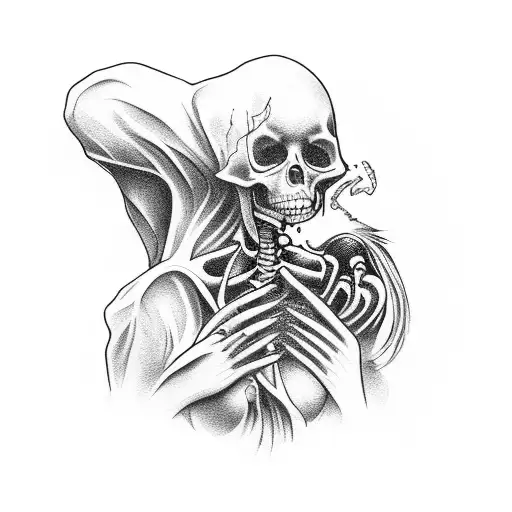 Arm And Hand Tattoo Gothic Girl Climbing Out Of Skeleton