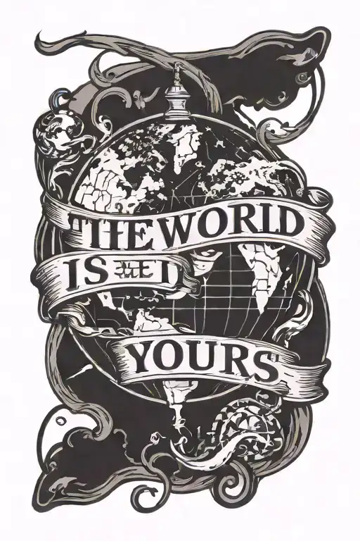 The World Is Yours Text With Globe