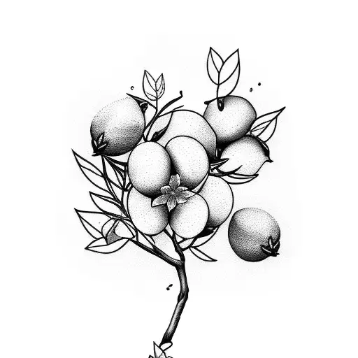 Lemon Tree Branch With Lemons And Flowers