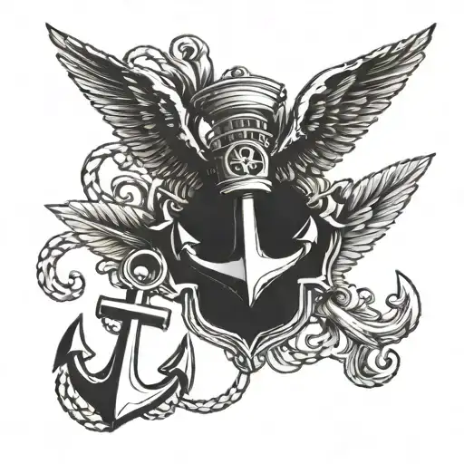Bullet With Wings And Anchor