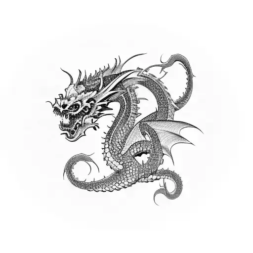 Oriental Japanese Dragon With A Smashed Skull