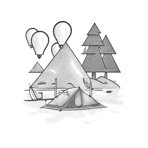 A Campsite By The Ocean With A Cardinal Flying Overhead