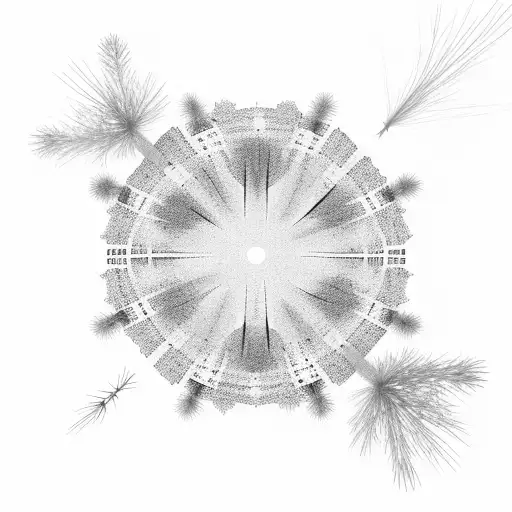 Foggy Pine Forest Scenery Cut Into Circular Mandala