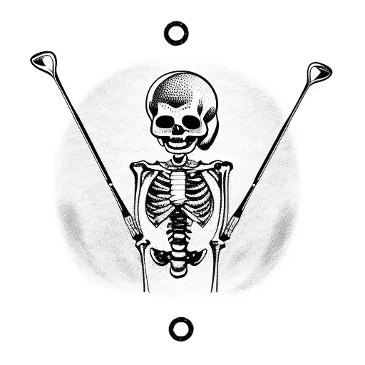 Skeleton With Golf Club And Ball And Chain