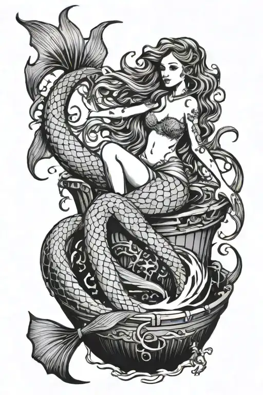 Mermaid Sitting On A Sunken Ship