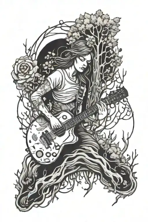 Music Muse Play Guitar In A Forest