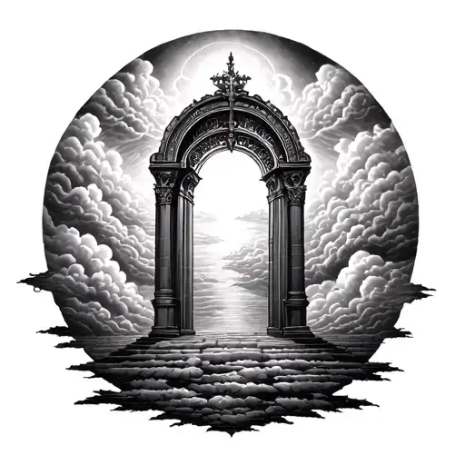 Looking Down Through Clouds That Represent Gates Of Heaven