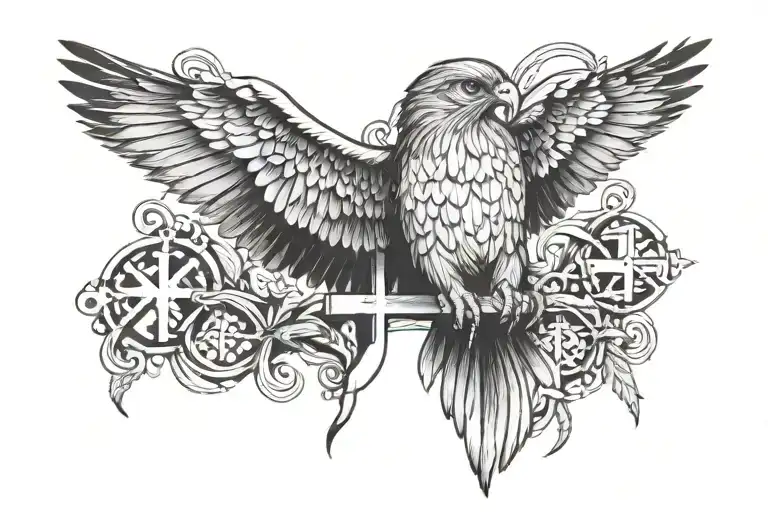 Hawk With Cross In The Middle