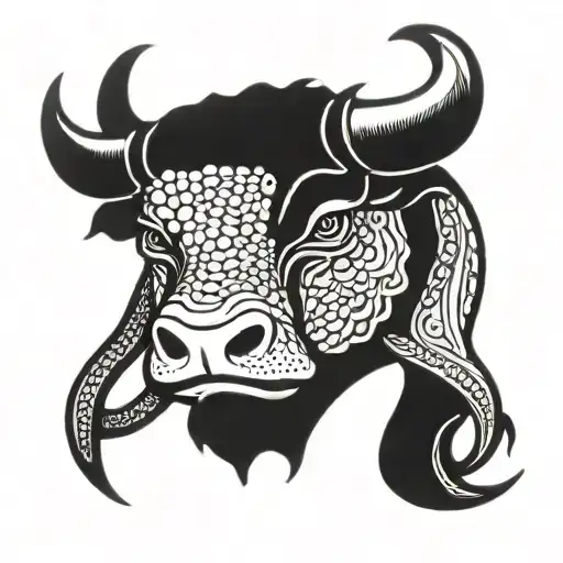 Bull With Snake