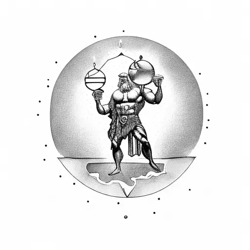 Zeus With A Globe On Top With Hands Covering The Top