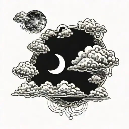 Person Moon Clouds