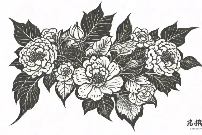 Chinese Flower Large Black Leaves