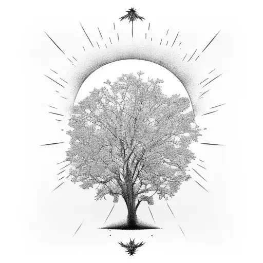 Outdoor Tree Silhouette Elbow To Shoulder