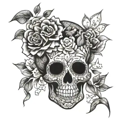 Mosaic Sugar Skull Side Profile