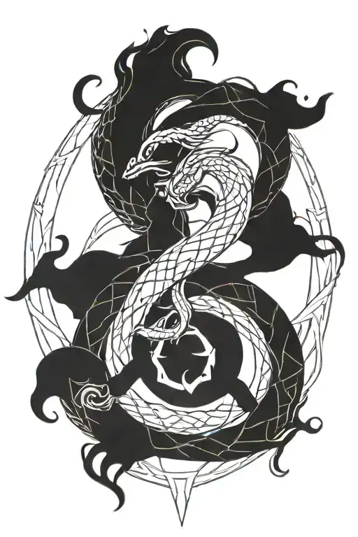 Transmutation Circle And Ouroboros Snake Shoulder