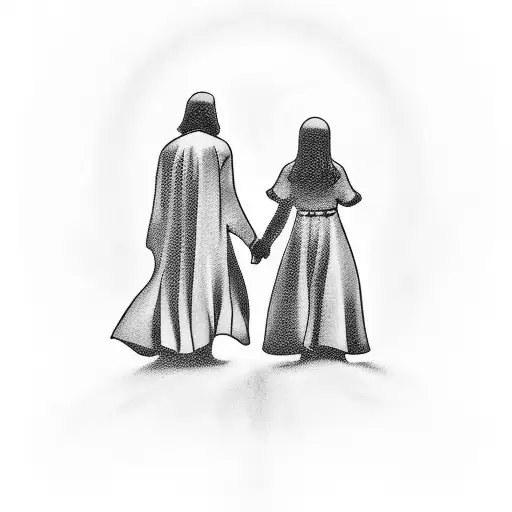 Get A Tattoo With Plenty Of Shadow With Jesus And A Child Walking Towards Salvation