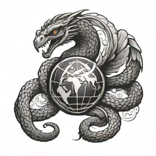Snake With An Eagle Globe And Anchor Intertwined