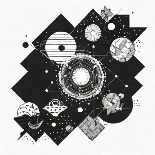 Representation Of The Universe With Psychedelic Colors And Geometric Shapes