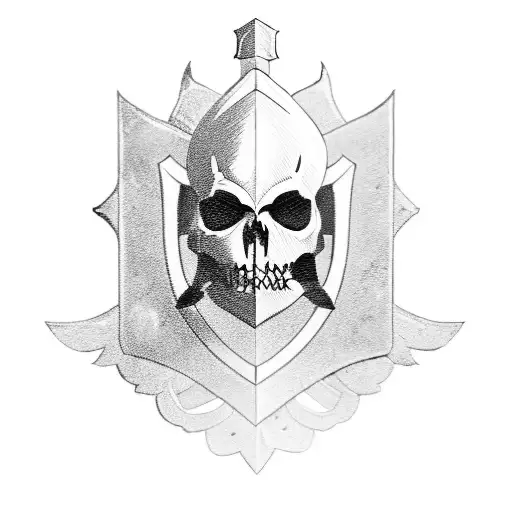 Kneeling Skeleton Templar Knight With Shield