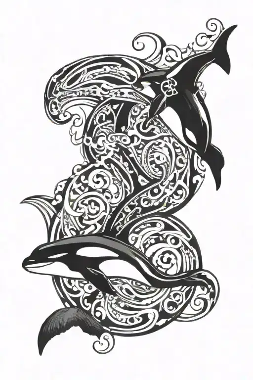 Orca And Horse Inside An Infinity Symbol Intertwined