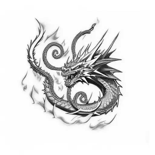 Anime Dragon With Flames Long Of Arm