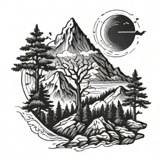 Mountain And Tree Surrounded