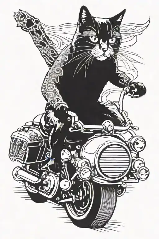 A Cat Riding Harley Davidson Motorcycle