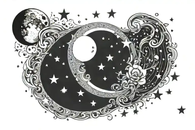 Moon Surrounded By Stars