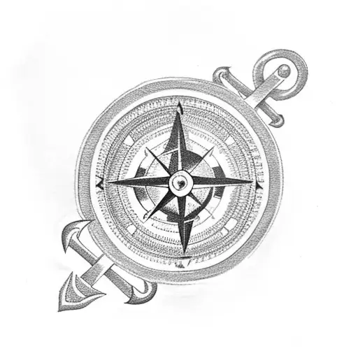 Anchor With A Compass As Its Ring