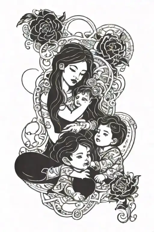 Mother And Two Children