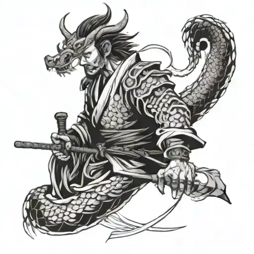 Japanese Ronin Mixed With Dragon