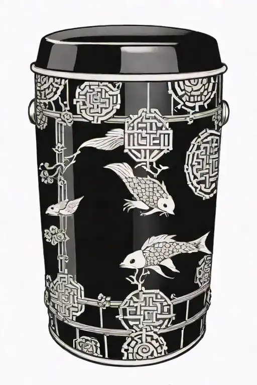 A Traditional Japanese Katsugi Drum Surrounded By Intricate Geometric Patterns