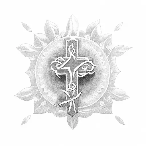 Christian Cross With Roses