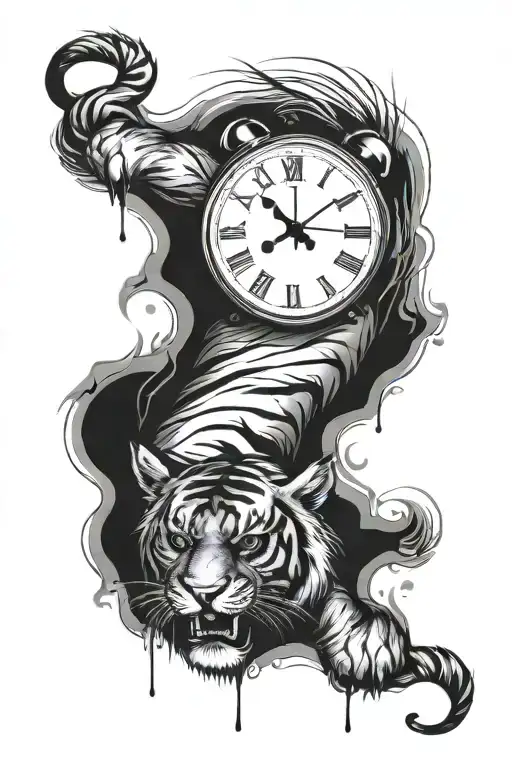 Clock And Tiger Face