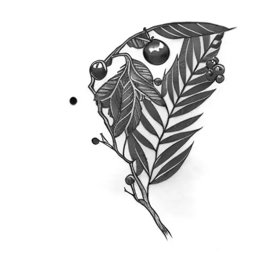 A Tree Branch With Red Berries On It