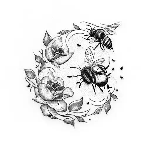 Floral Sleeve With Bees