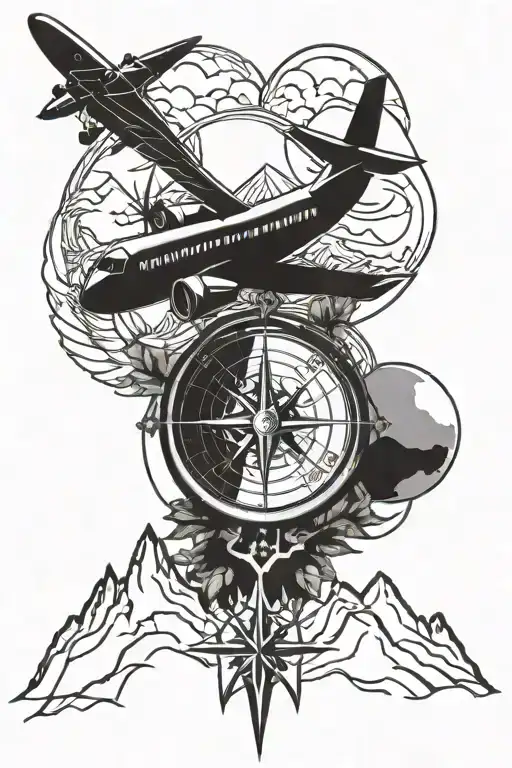 Airplane Compass Mountains