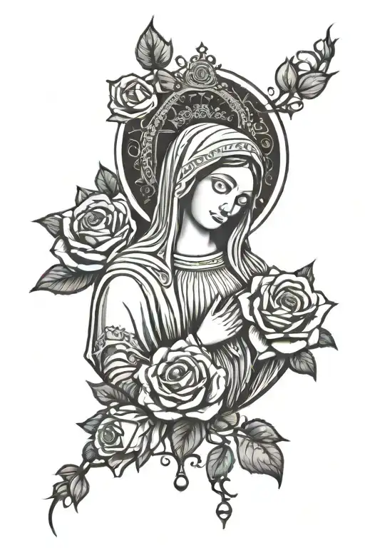 Virgen Mary W Roses