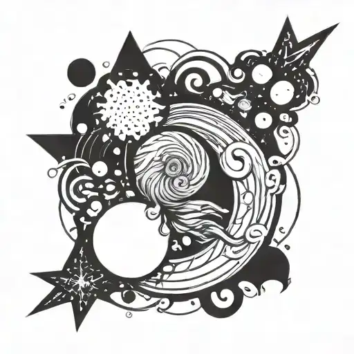 Incorporate A Swirling Galaxy With Neon Colors Into A Psychedelic Tattoo Design